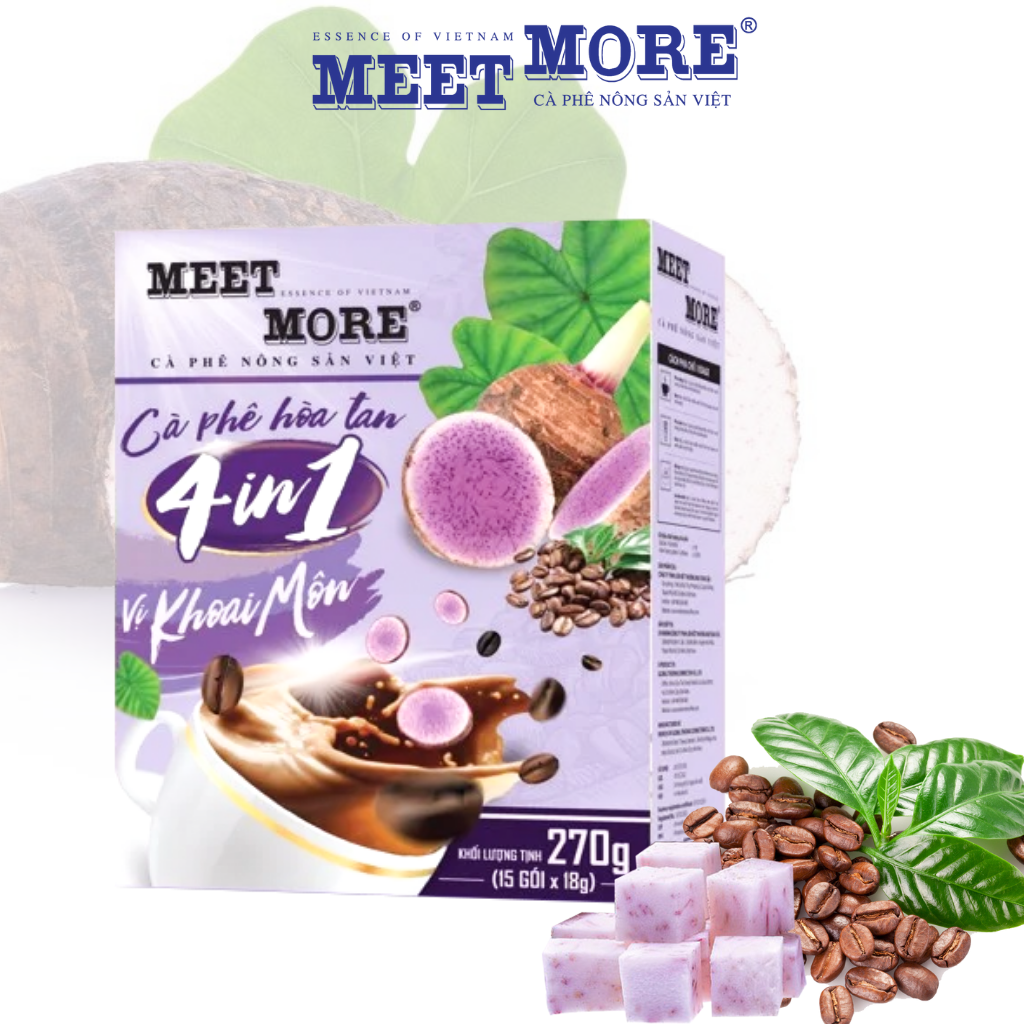 Combo 2 Hộp Cà Phê Bạc Hà Và Khoai Môn Meet More (15Gói/18Gram/Hộp)- Cà phê nông sản Việt
