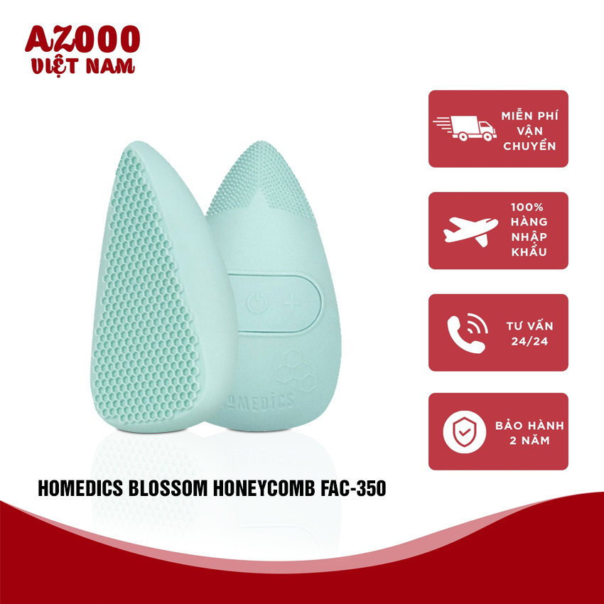 Máy rửa mặt massage chính hãng, hút chân không homedics blossom honeycomb fac-350, làm sạch vượt trội, làm dịu nhẹ da az08 - azooo comestic