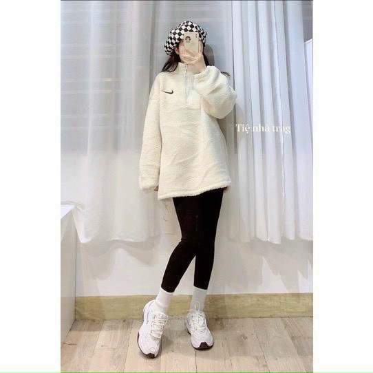 Áo khoác Jacket lông siêu sang chảnh - chất liệu lông cao cấp - thiết kế form rộng thêu logo thích hợp cho mùa thu đông