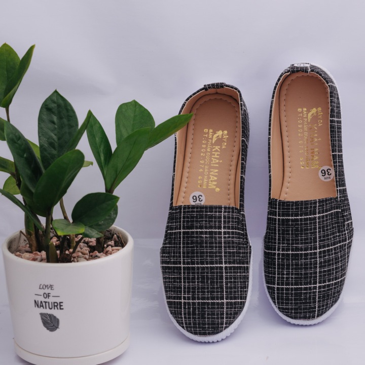 [HCM]GIÀY LƯỜI NỮ Ô VUÔNG MÀU HỒNG