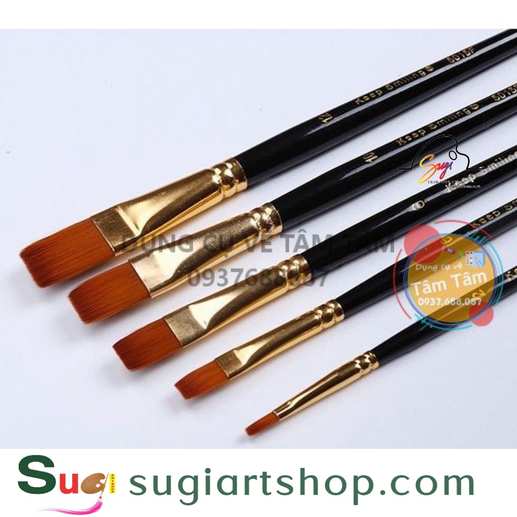 -Bộ cọ đầu TRÒN/VÁT/BẰNG Keep Smiling 5 cây mã 5015