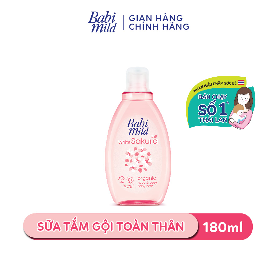 Sữa Tắm Gội Trẻ Em Babi Mild White Sakura 180ML