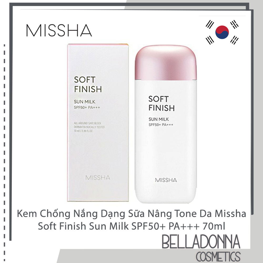 [HCM] Kem Chống Nắng Nâng Tone Da Missha All Around Safe Block Soft Finish Sun Milk SPF50+ PA+++ 70ml