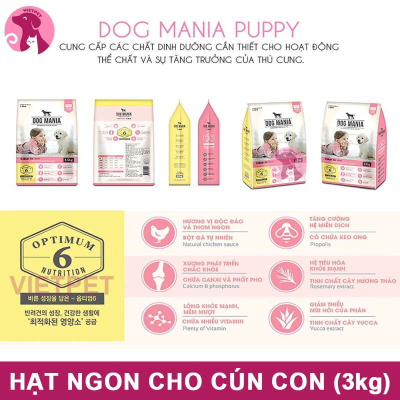 [3kg] Thức Ăn Hạt Cho Chó  Dog Mania