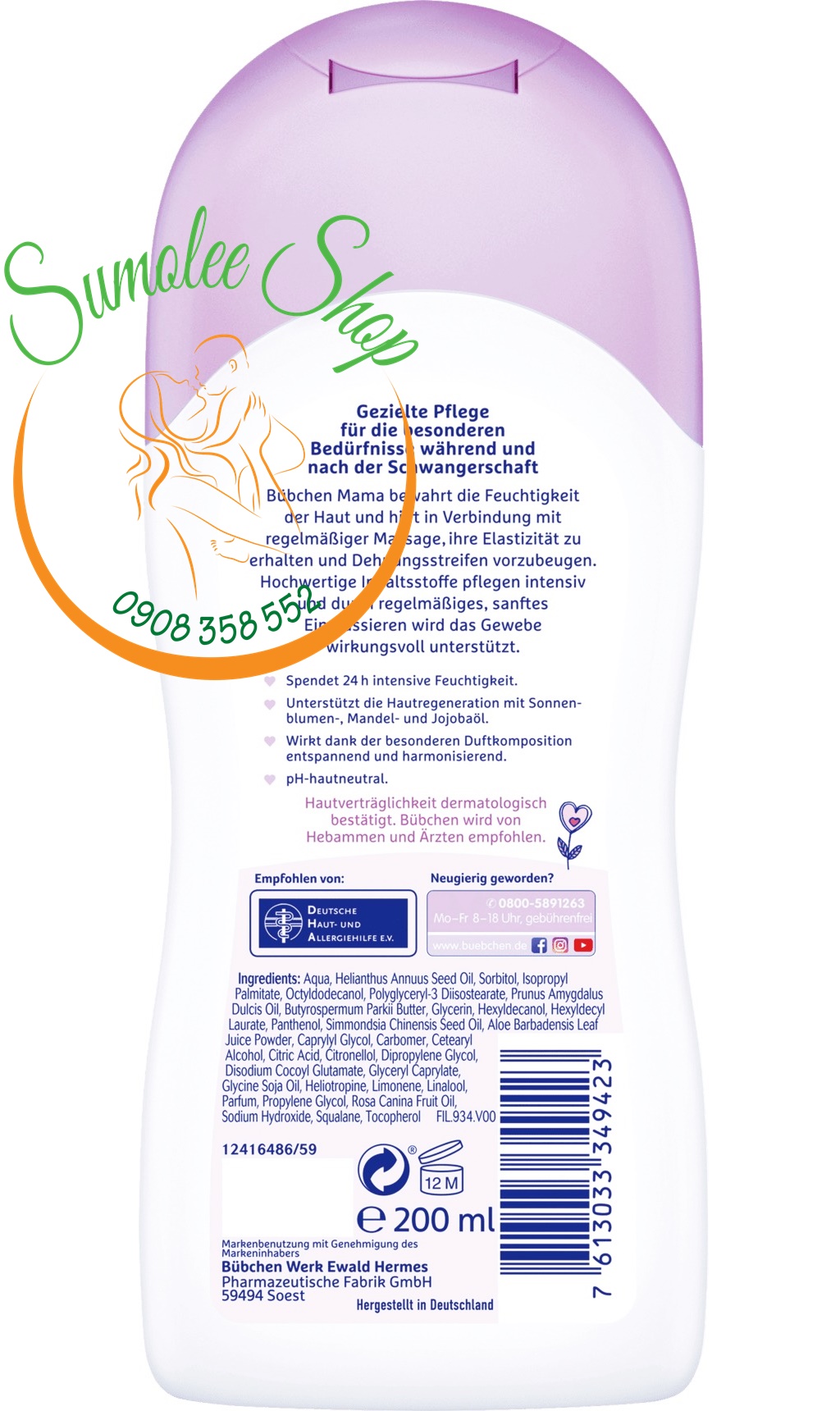SỮA DƯỠNG THỂ CHO MẸ BẦU BUBCHEN MAMA 200ML