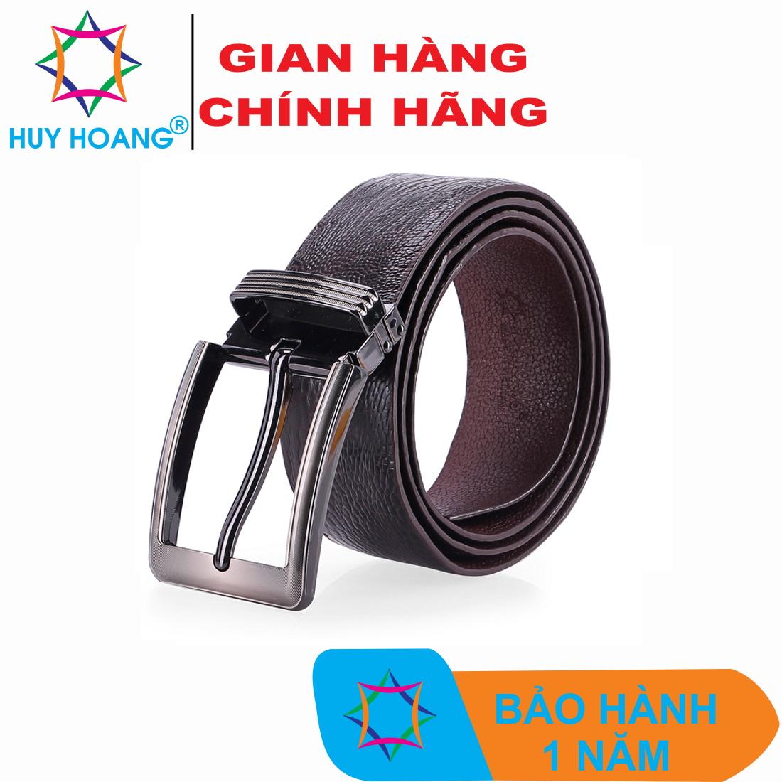 Thắt lưng nam da đà điểu bản lớn trơn đầu kim màu nâu đất HK4430