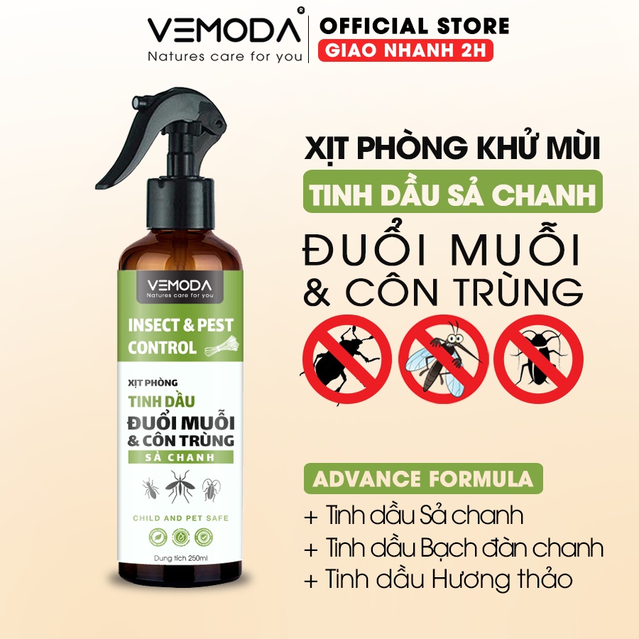 Xịt phòng tinh dầu sả chanh VEMODA 260ml