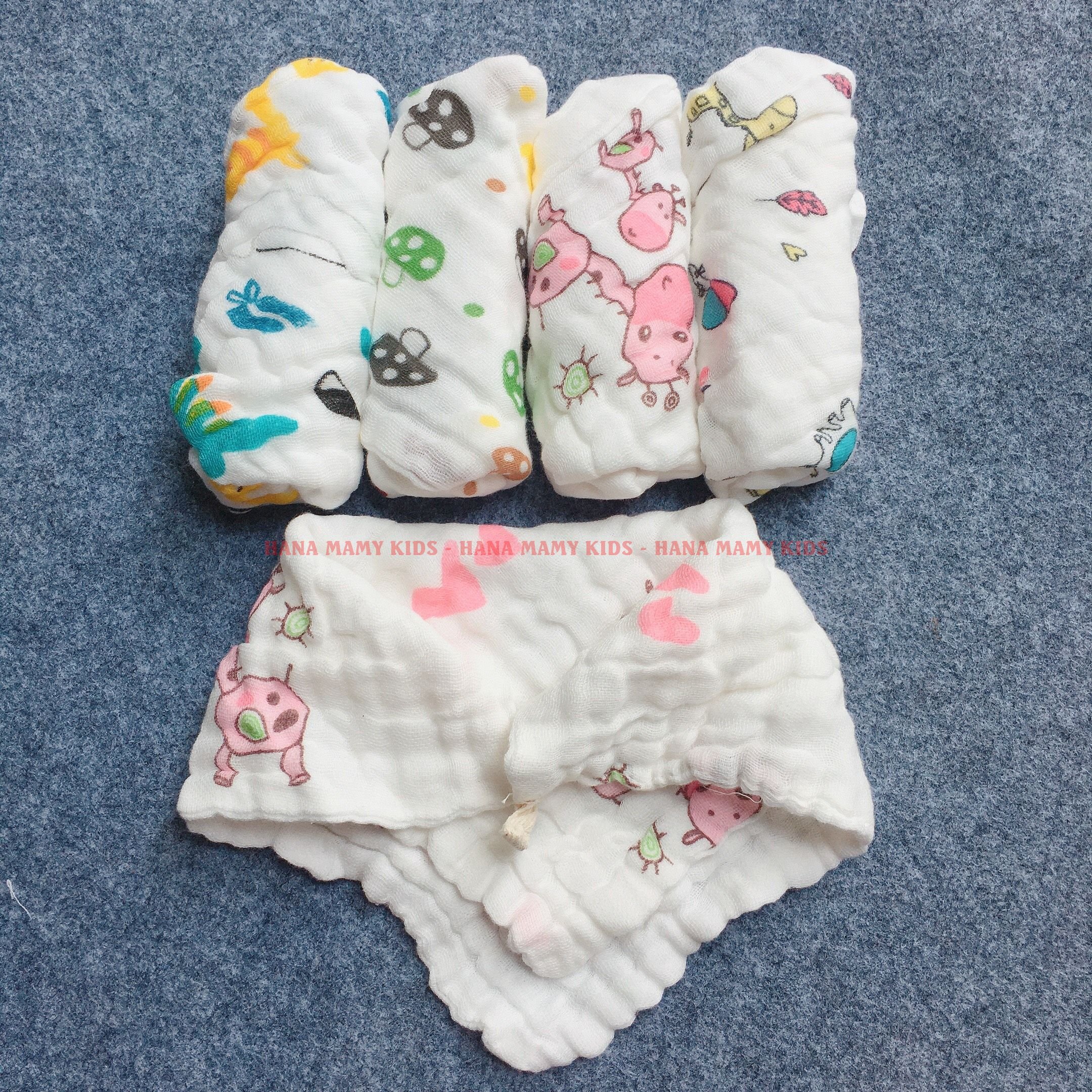 SET 5 KHĂN SỮA SỢI TRE TRONG TÚI ZIP CHO BÉ