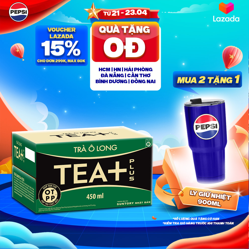 [Sale 25.10-Vc 12%] Box of 24 Bottles of Oolong Tea+ (450Ml/Bottle)