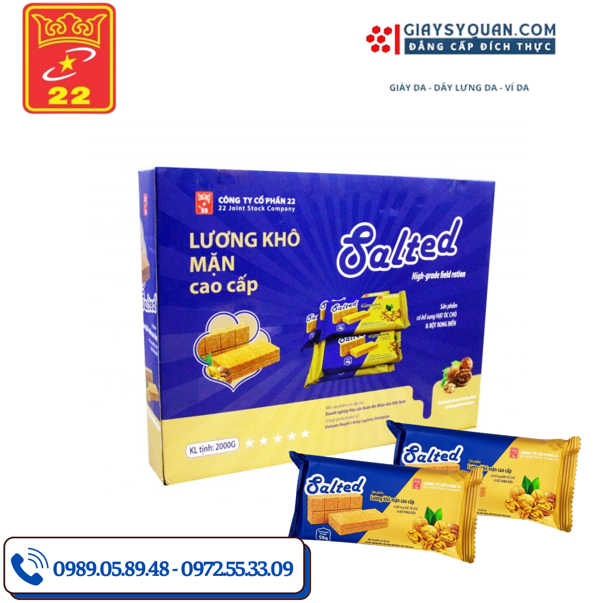 Lương Khô Salted 500g – Bánh Dinh Dưỡng Vị Mặn