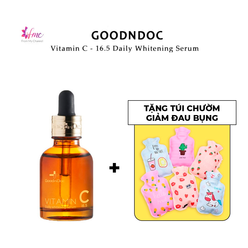 [MUA 1 TẶNG 1] Serum chuyên nám Vitamin C 16.5 Goodndoc Daily Whitening 30ml + Tặng 1 túi chườm giảm đau bụng