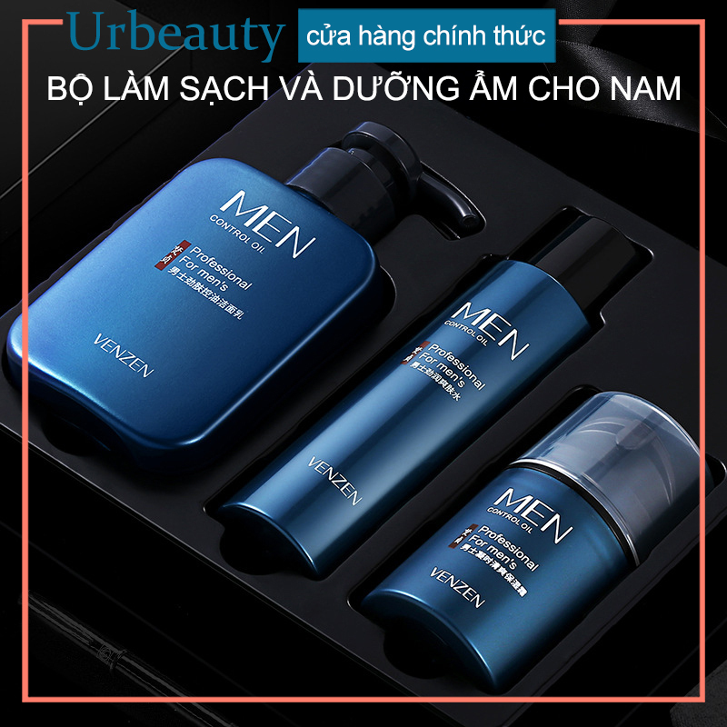 【Urbeuty】Bộ ba sản phẩm chăm sóc da cho nam, sữa rửa mặt + toner + lotion dưỡng ẩm giá rẻ