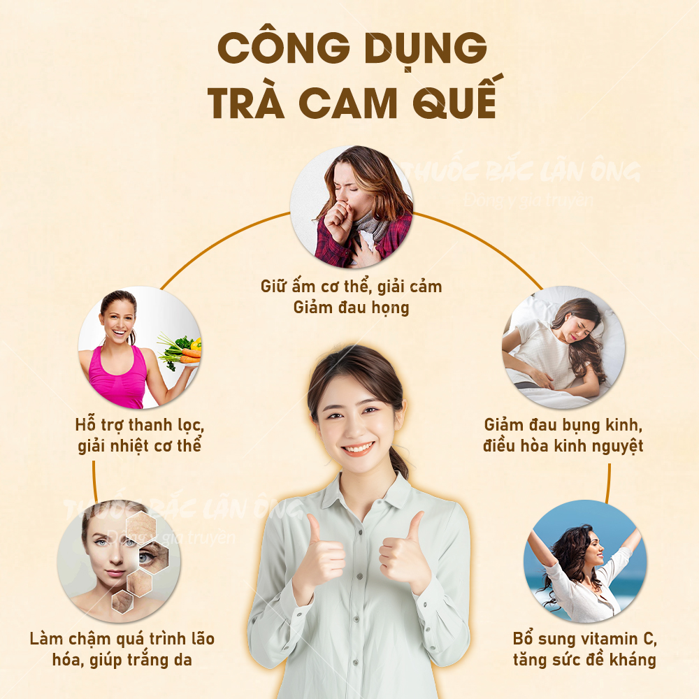 Trà cam quế sấy lạnh, giúp giữ ấm cơ thể, tăng đề kháng, giải cảm, đẹp da, chống lão hóa