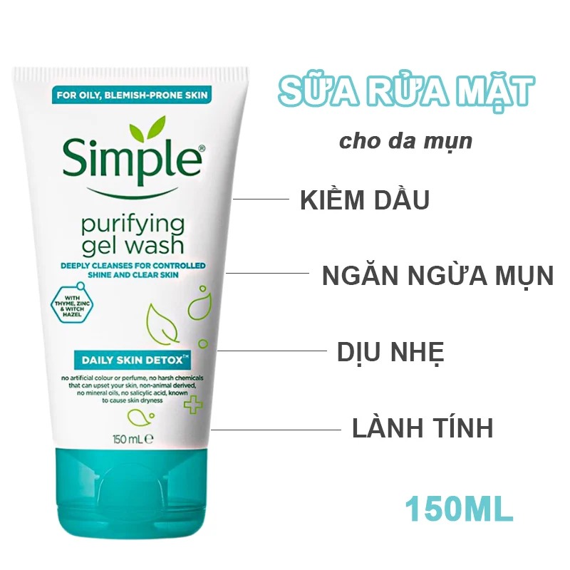 [Mẫu Mới] Sữa Rửa Mặt Simple Facial Wash 50ml và 150ml