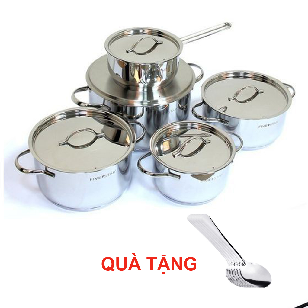 Bộ nồi quánh 3 đáy inox 304 FiveStar Plus 5 món dùng được mọi bếp