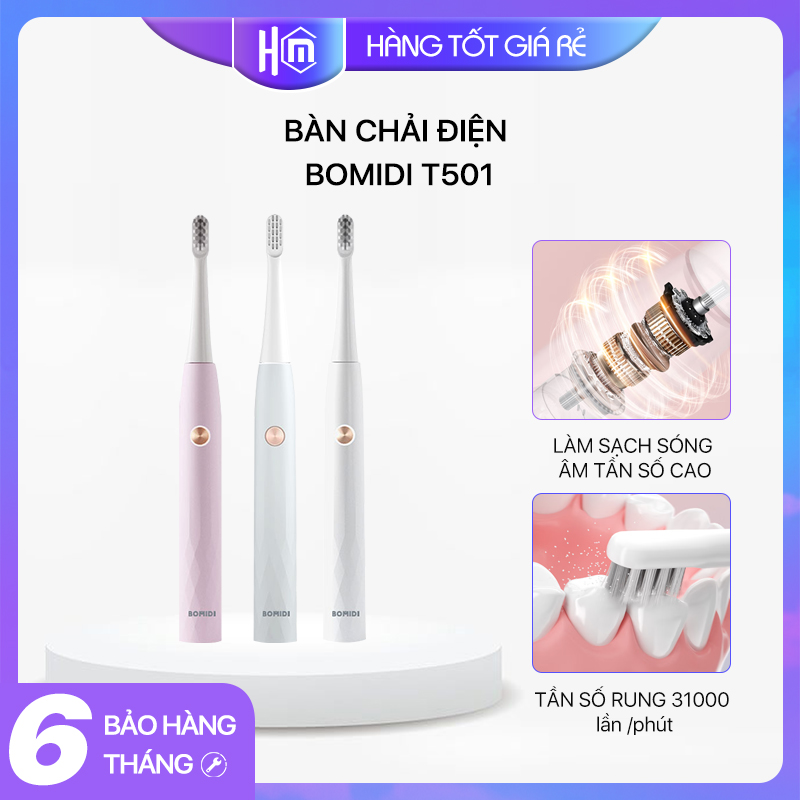 Bàn Chải Điện Bomidi T501 Công Nghệ Sóng Âm máy đánh răng tự động 3 chế độ
