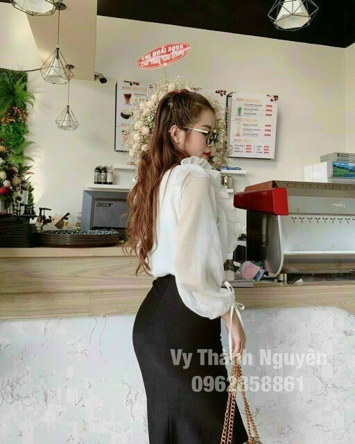 ÁO KIỂU CỔ VUÔNG TAY THẮT NƠ