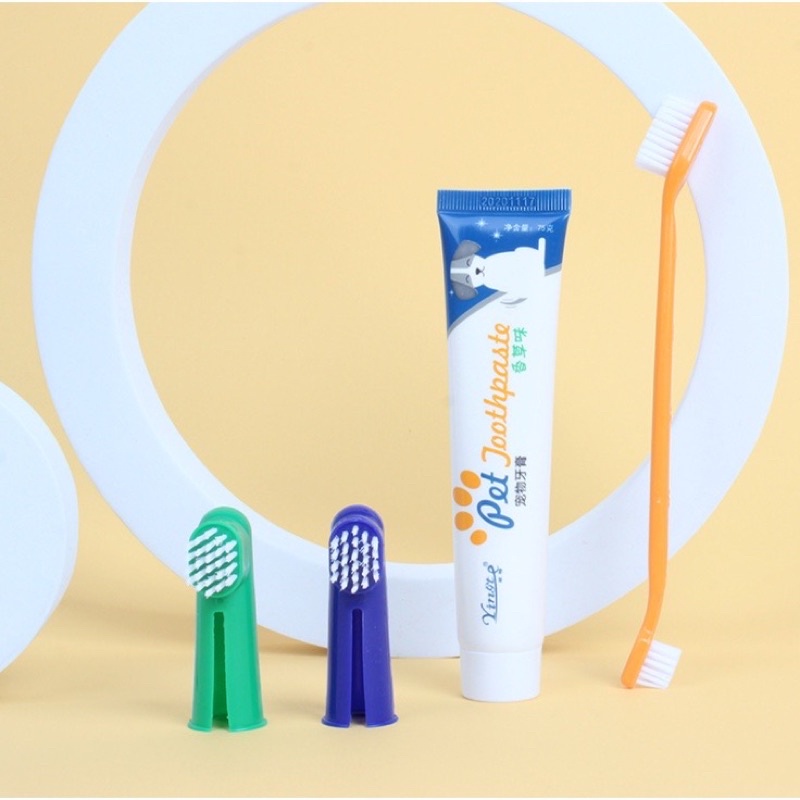 Bộ Đánh Răng Kem Đánh Răng Bàn Chải Đánh Răng Chó Mèo Pet Joothpaste