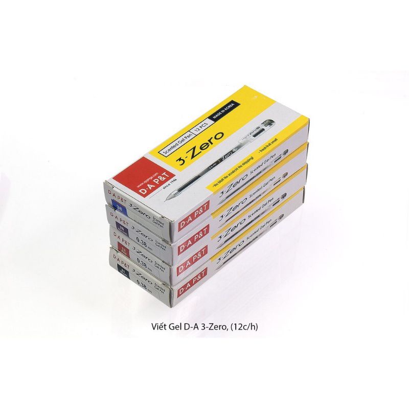 Hộp 12 cây bút viết gel 3-zero / 3zero ngòi 0.38mm d.a p&t hàn quốc