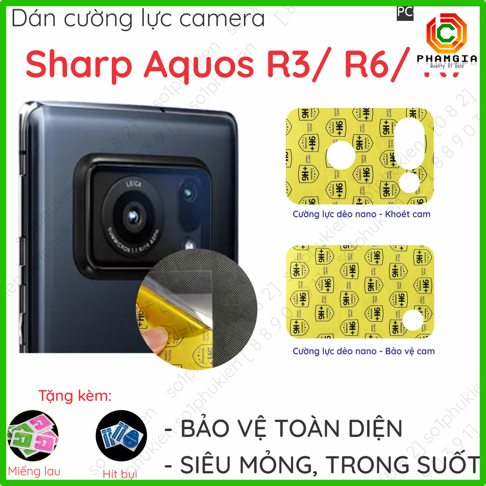 Dán cường lực camera Sharp Aquos R3/ R6/ R7 loại nano dẻo chống bể