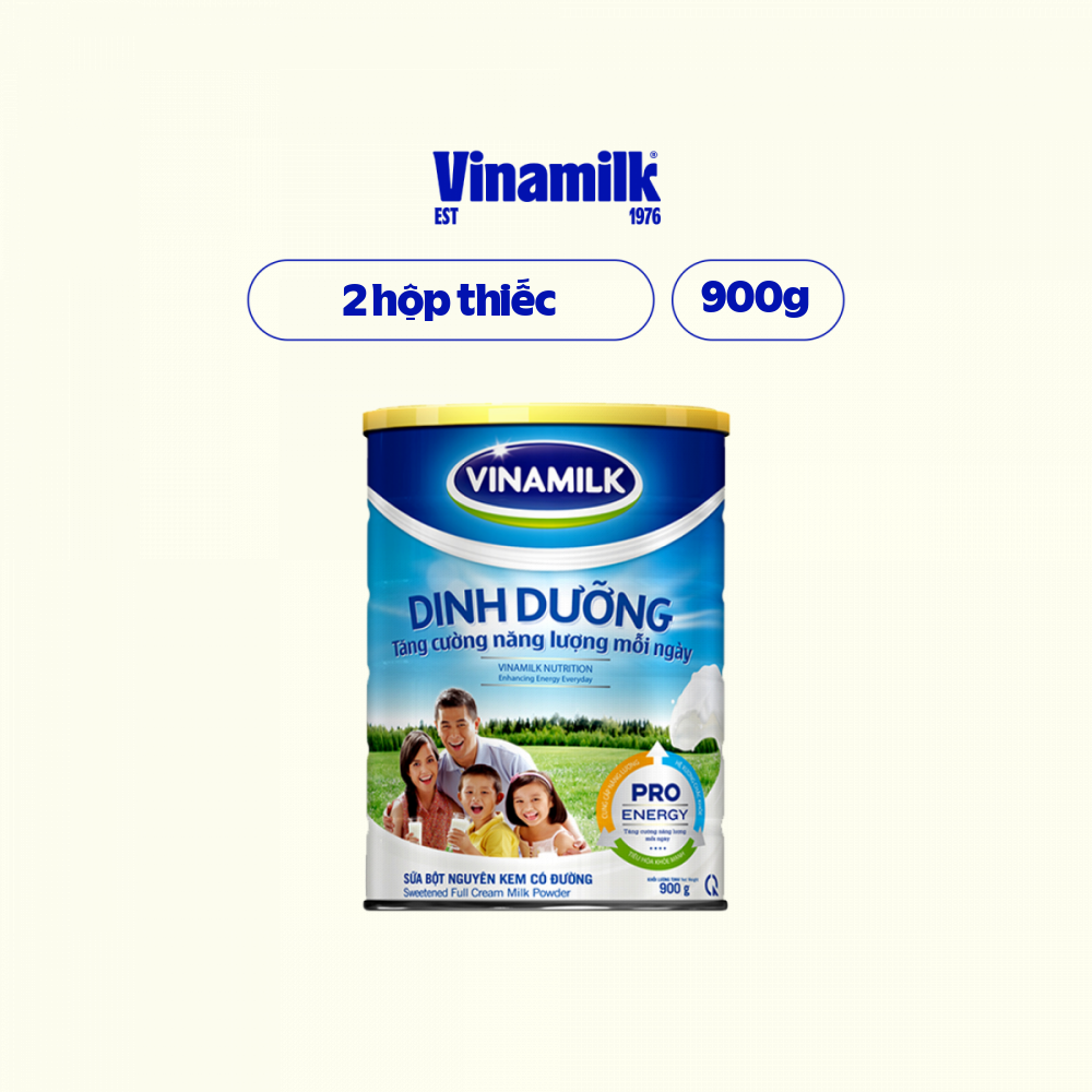 Bộ 2 hộp sữa bột nguyên kem dinh dưỡng có đường Vinamilk Hộp thiếc 900g