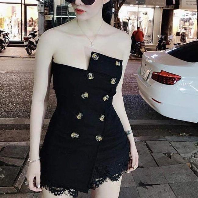 sét áo ống kaki nút chân váy ren