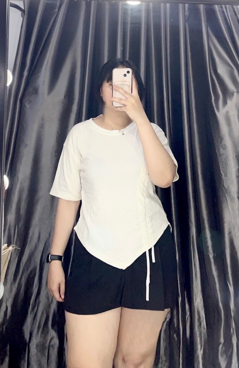 Áo Thun BIGISZE kiểu rút dây 1 bên ( mẫu shop tự chụp ).