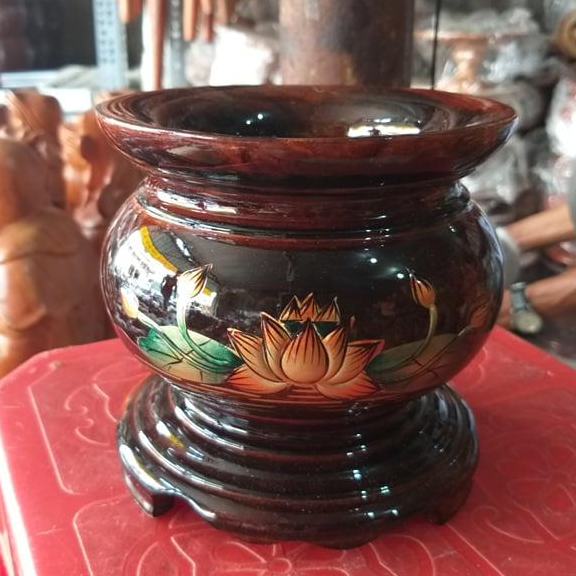 Bát nhang gỗ cao cấp ngang 13cm