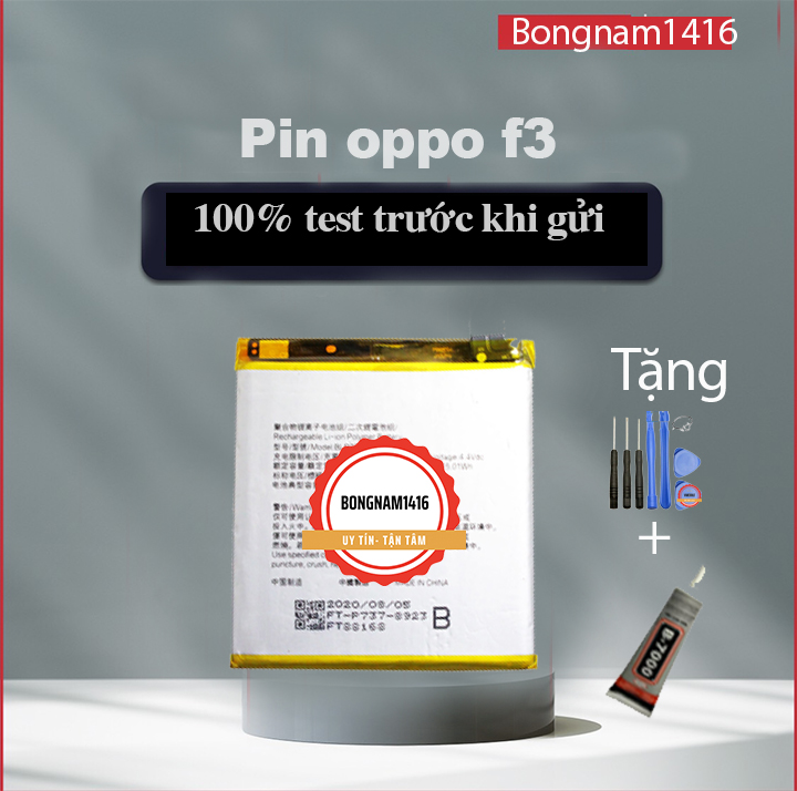 Pin oppo f3 – f5 – blp631 / 3115mah tặng bộ sửa và keo dán b7000.