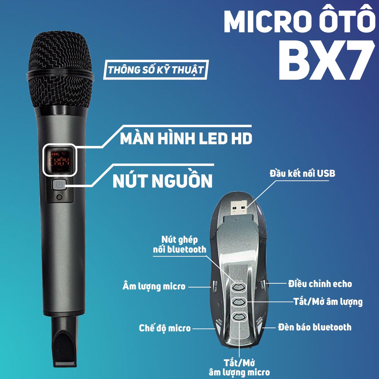 Micro Đa Năng Ô Tô BX7 Cao Cấp - Hát Karaoke Cực Hay Chống Hú Tốt, Dàn Âm Thanh Thu Nhỏ Cho Xe Hơi, Siêu Phẩm Micro Cho Xe Hơi Và Các Loại Loa, Dàn Âm Thanh – Hát Cực Hay, Cực Nhẹ, Bắt Sóng Xa Cực Khỏe, Độ Nhạy Cao, Bảo Hành 12 Tháng