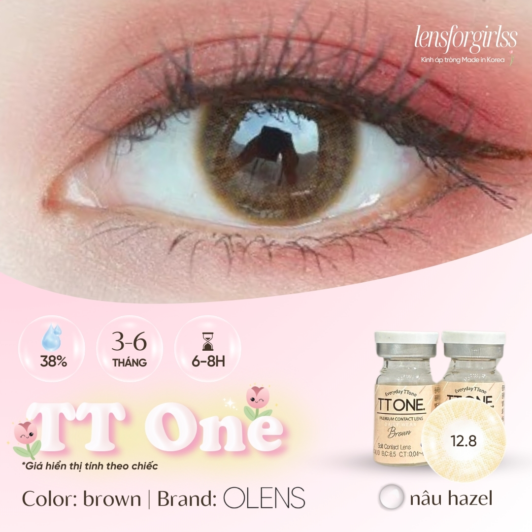 [Mã LazXuHuong02 - giảm 25k đơn từ 199k] Lens cận nâu hazel | Kính áp tròng TT ONE BROWN chính hãng Olens | HSD 6 tháng | Lens cận | LENSFORGIRLSS