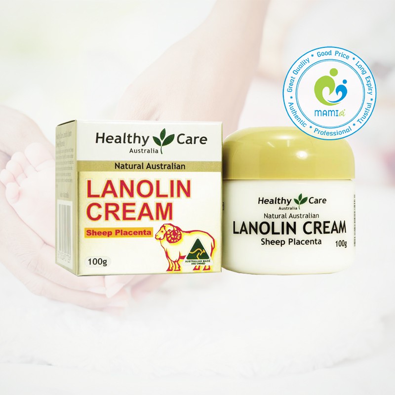Kem dưỡng mỡ cừu (100g) cấp ẩm da cho mọi lứa tuổi Healthy Care Lanolin Cream Sheep Plancenta - Vitamin E, Úc