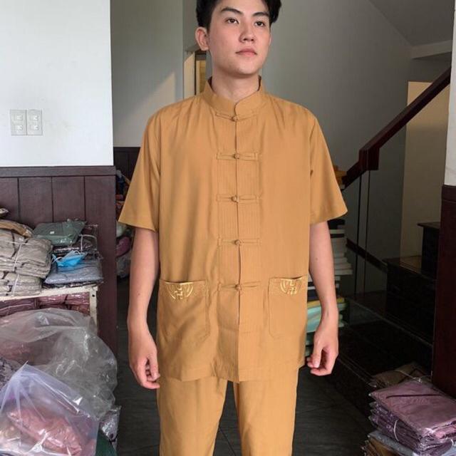 Đồ lam đi chùa # lãnh tụ nam thêu túi áo # đồ bộ nam cao cấp