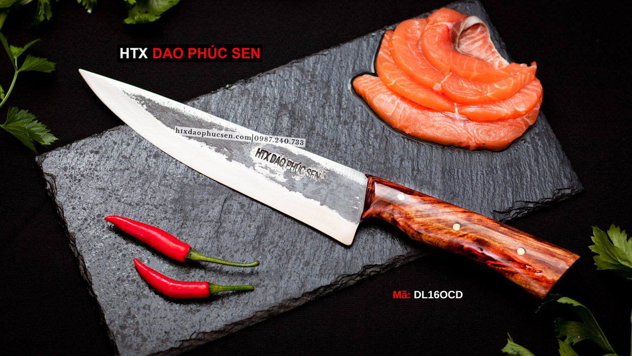 Dao lọc thịt cán ốp nhíp xe rèn thủ công - DL16OCD