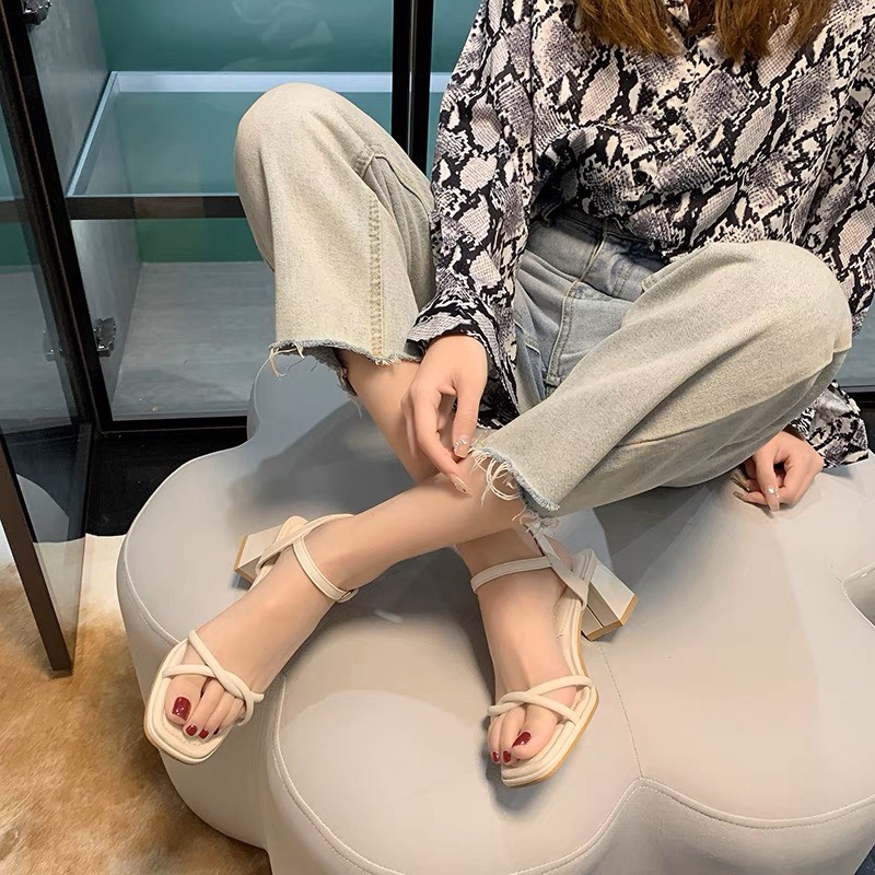 Sandal Cao Gót 7P quai chéo Giày Cao Gót Đế Vuông Basic  G99