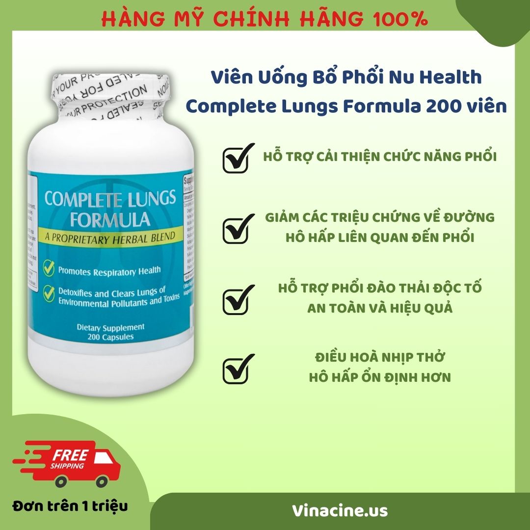 Viên Uống Bổ Phổi, Tăng Cường Chức Năng Hô Hấp NuHealth Complete Lungs Formula