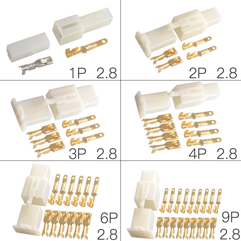 Jack kết nối dây điện 2p 3p 4p 6p loại 2.8mm