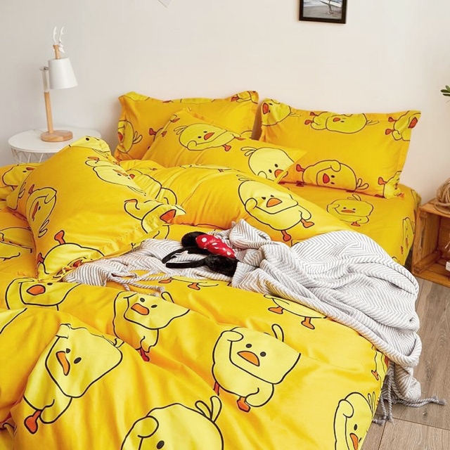 Set 4 Chăn Phao Cotton Poly VỊT VÀNG đáng yêu,dễ thương