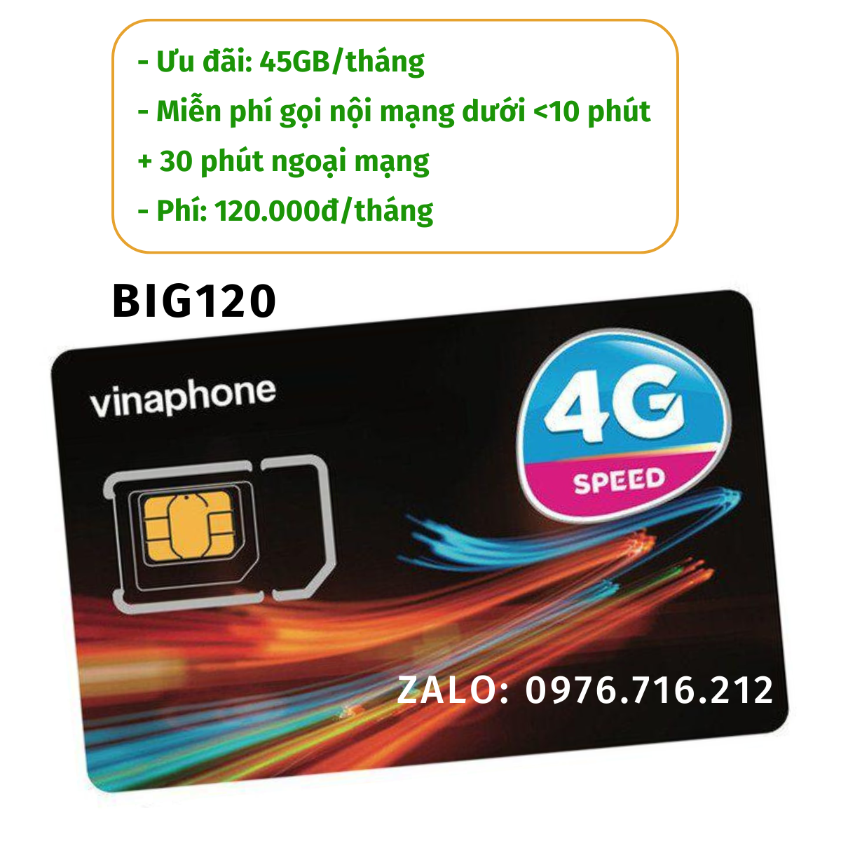 Sim 4g vinaphone big120 , sim 4g với 1.5gb/ngày + miễn phí nội mạng dưới 10p + 50p ngoại mạng , ưu đãi áp dụng trên toàn quốc freeship - chưa kích hoạt