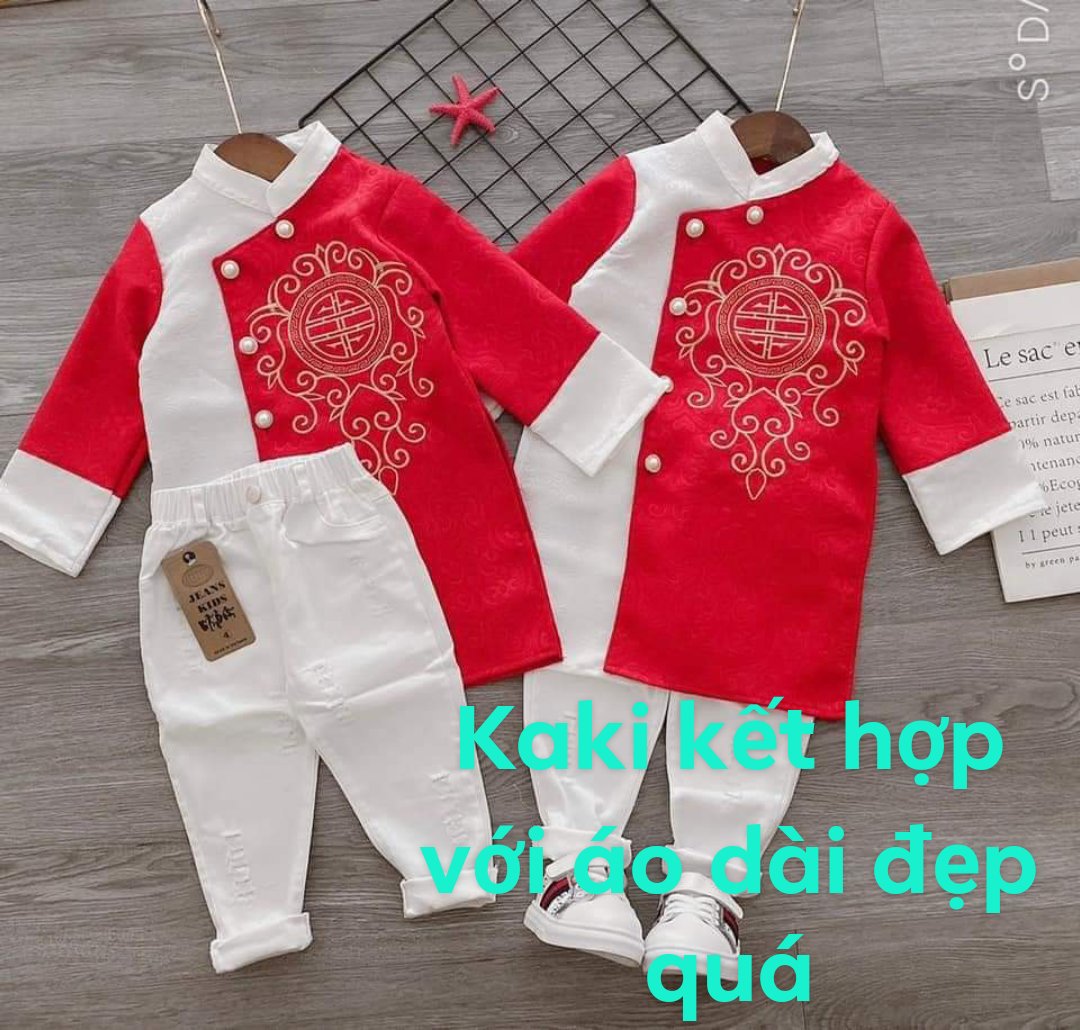 Quần kaki dài rách cá tính cho bé