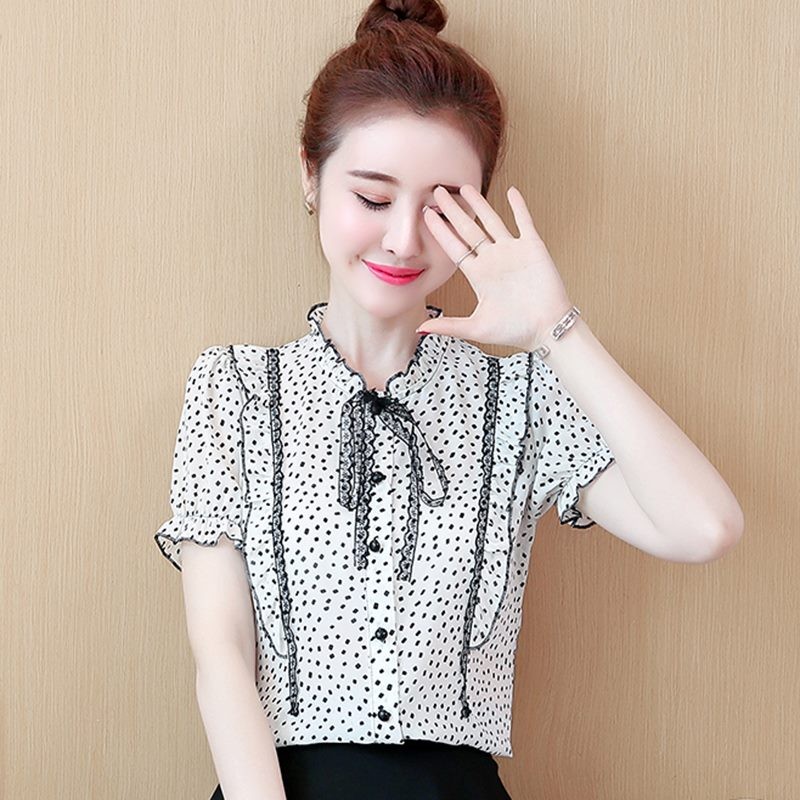 SƠ MI CHẤM BI VIỀN REN  - HH9012