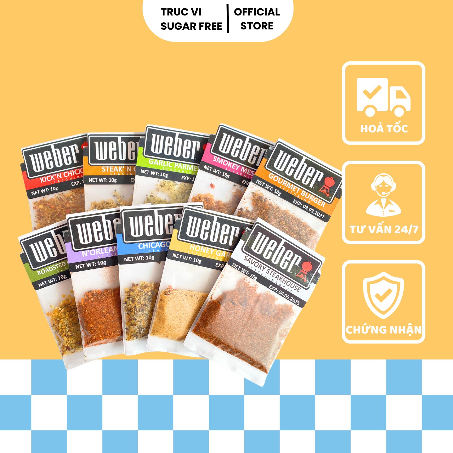 [Combo] Gia vị ăn kiêng 0 calo Weber( eat clean, keto, gymer, das, không đường )
