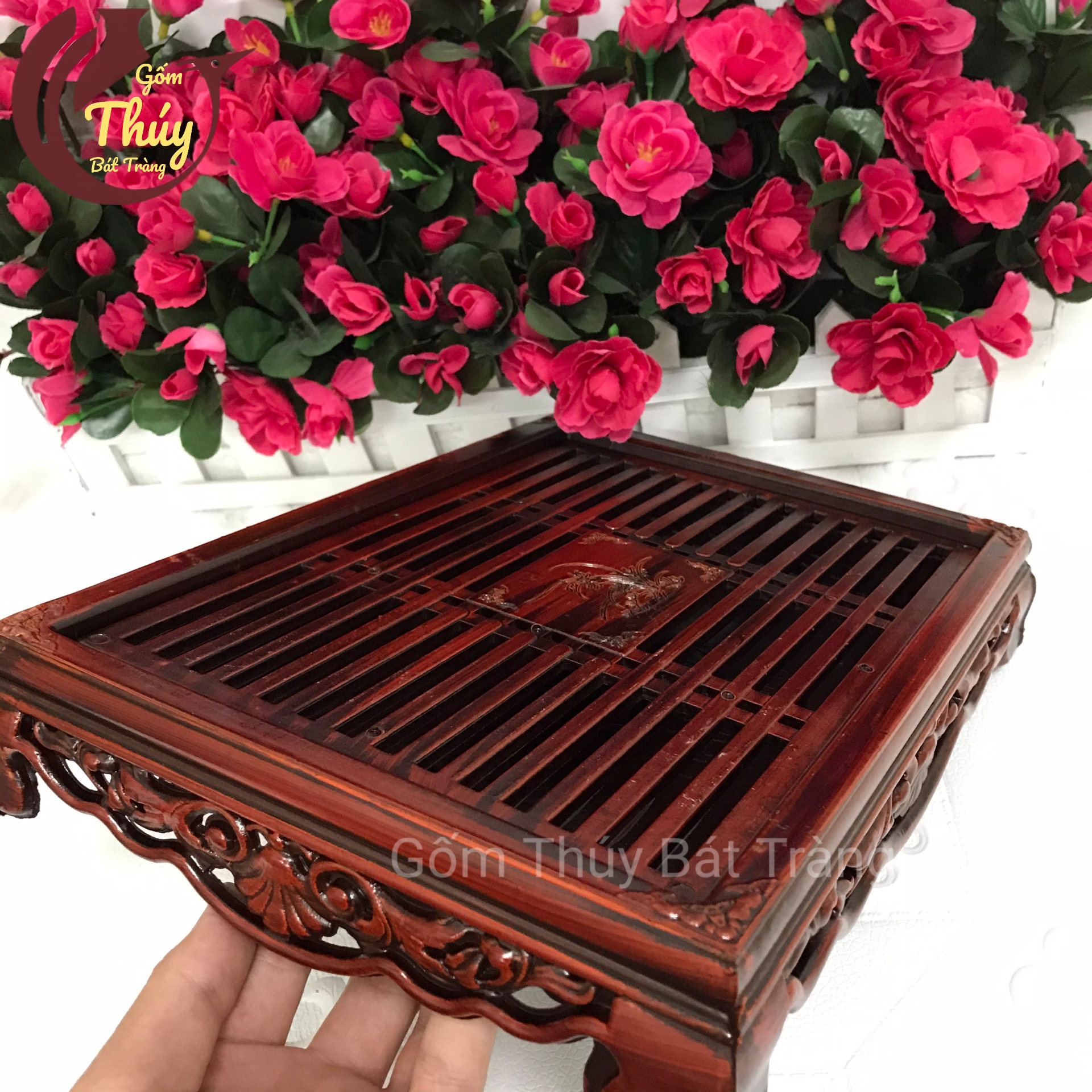 Khay trà 33 x 23 x 5 cm (có khay hứng nước)