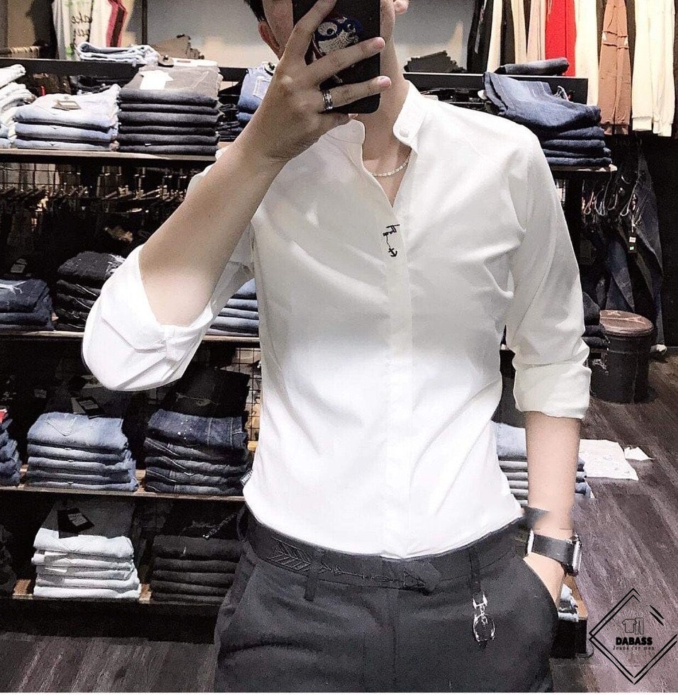 [HCM]Áo Sơ Mi Trắng Thêu Họa Tiết Cá Tính SM18