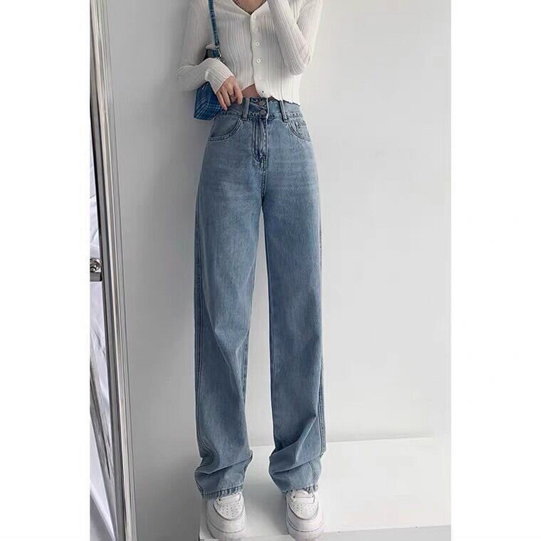 Baggy Jeans Ống Suông 2 Nút