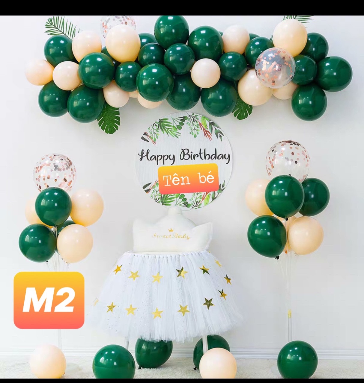(Kèm 2 trụ bóng) set trang trí sinh nhật kèm backdrop đẹp