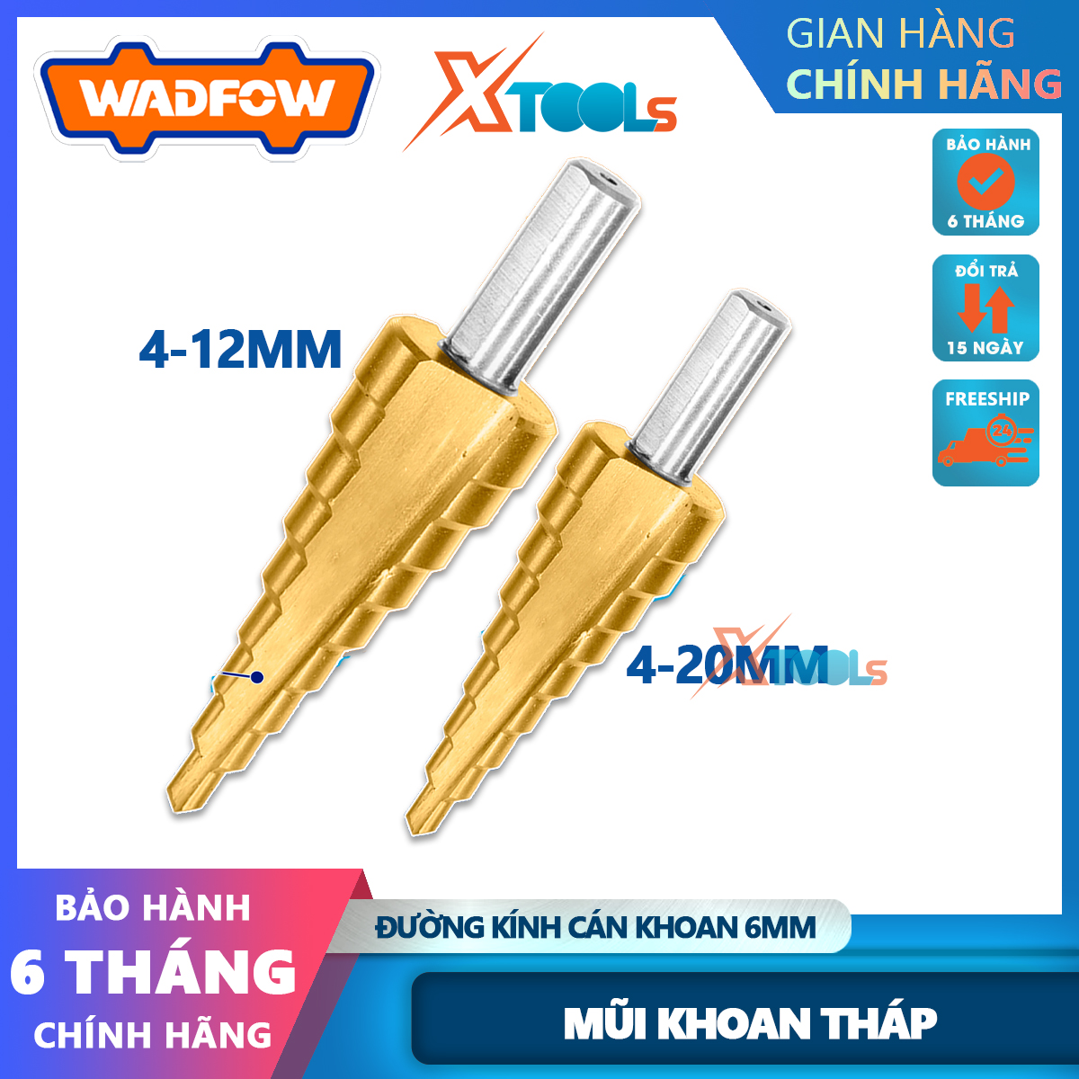 Mũi khoan tháp WADFOW WJD1401 kích thước 4 12mm 4 20mm đường kính cán