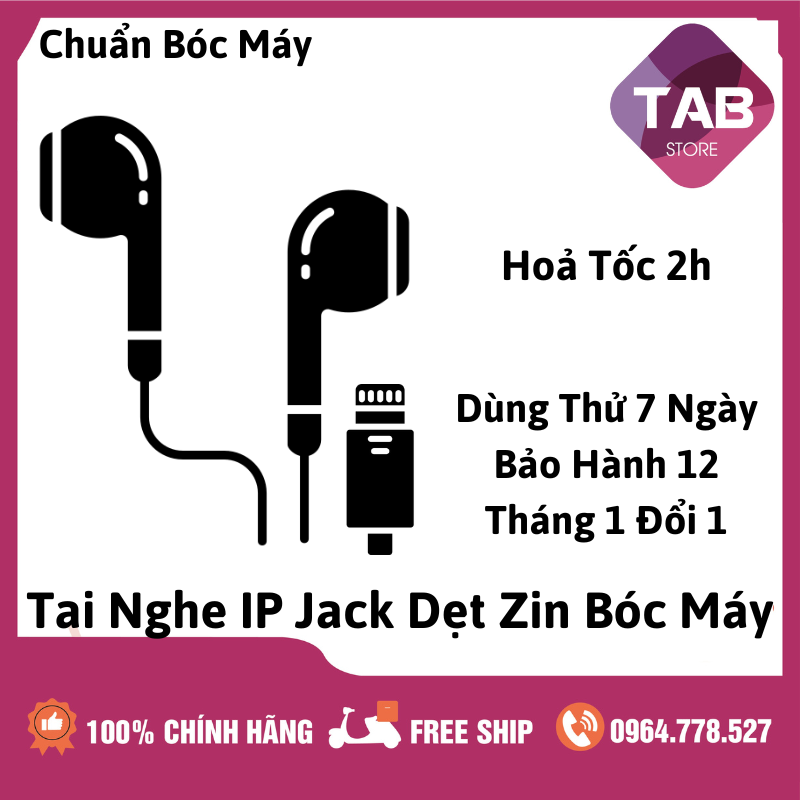 Tai nghe x xsmax jack dẹt zin bóc máy chính hãng - bảo hành 12t