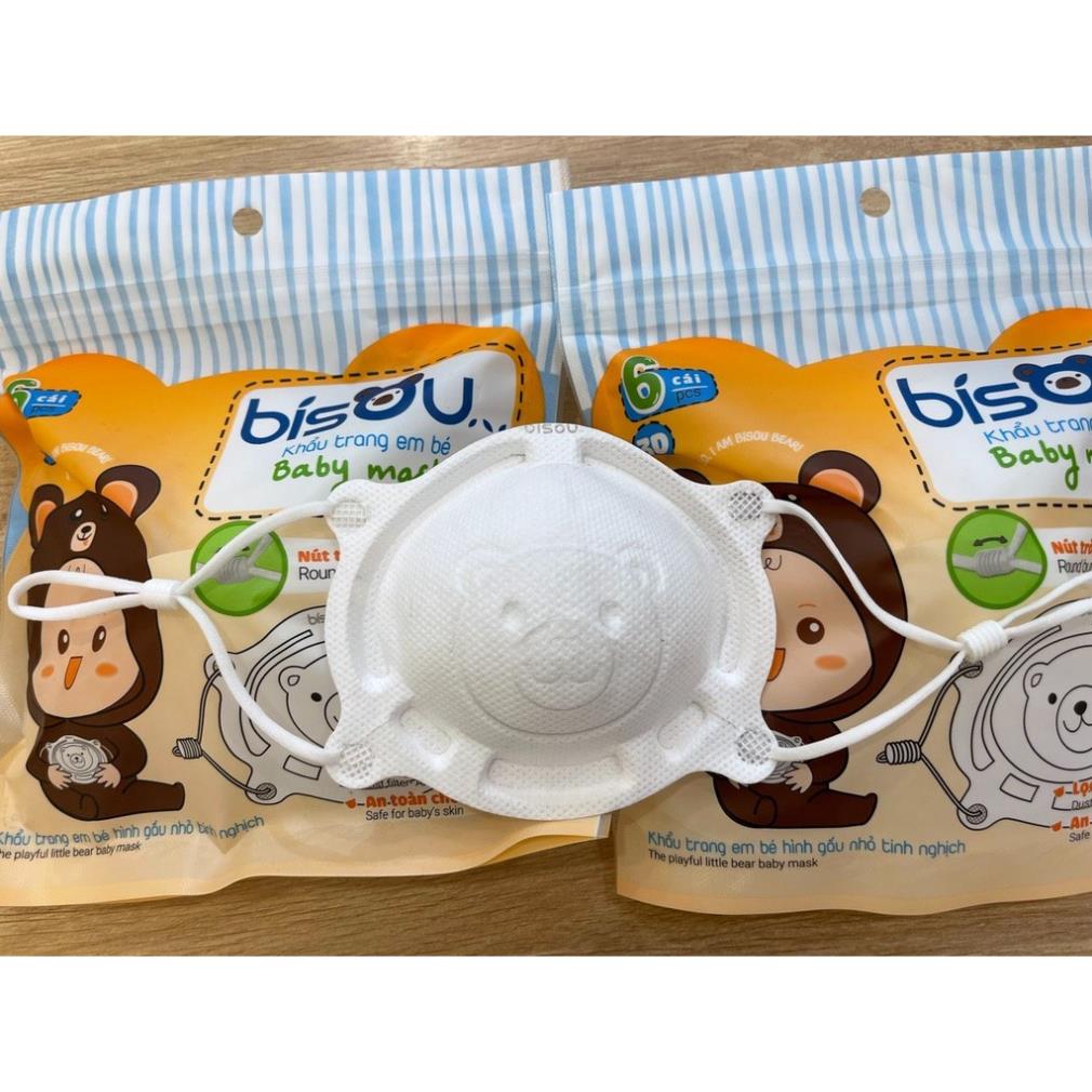 6 cái khẩu trang gấu cho bé Bisou [0 tháng đến 3 tuổi]