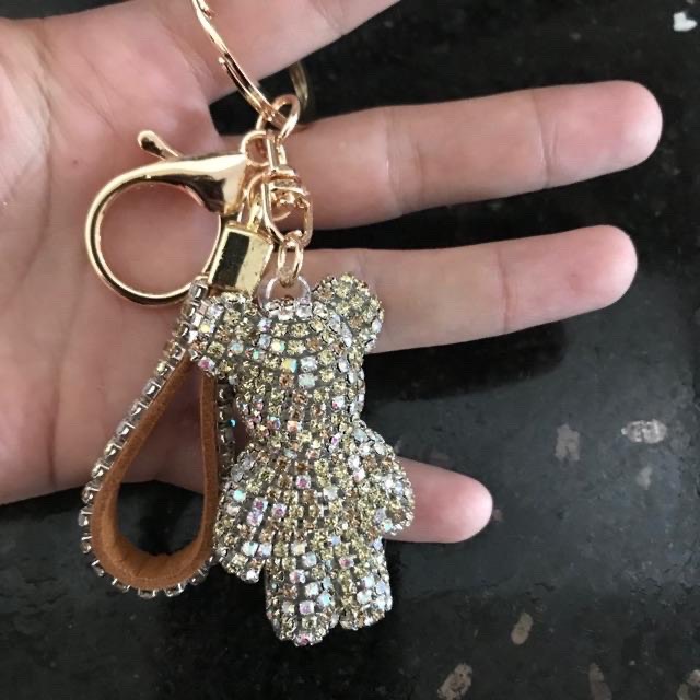 Móc khoá gấu đính đá siêu sáng